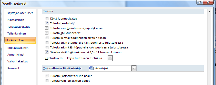 KR TT- koulutuskiertue Oulu - 10.12.2008 Office Kimmo Rousku 59 Tulostettaessa tätä asiakirjaa Tulostettaessa tätä asiakirjaa Valitse asiakirja, jossa tulostusasetukset otetaan käyttöön.