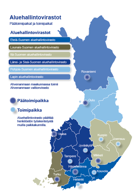 Susanna Järvi Kuvio 8. Aluehallintovirastojen toimialueet (Vm.fi/suomenaluehallinto; Hyvönen ym. 2012, 24).