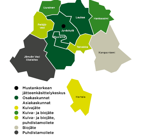 11.2 Mustankorkean jätteenkäsittelykeskus Mustankorkea on vuonna 1998 toimintansa aloittanut keskisuomalainen jätteenkäsittelyyhtiö, joka huolehtii toiminta-alueeseen kuuluvien kuntien