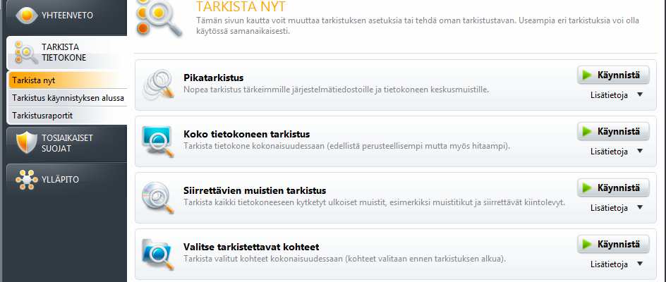 26 Tilastot Kuva 3. Avast! tilastot-valikko Tämän kautta voit tarkastella ohjelmamoduulien tekemiä tilastoja. Moduulin voit valita pudotusvalikosta.