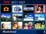 BEST SHOT -tilan käyttö Mikä on BEST SHOT? BEST SHOT -ominaisuus sisältää sarjan esimerkkitilanteita, jotka vastaavat erilaisia kuvausolosuhteita.