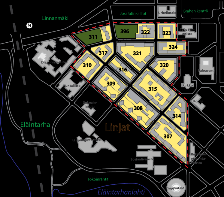 Etu-kallio valikoitui suunnittelijoiden kohteeksi, koska siellä oli parhaimmat mahdollisuudet vaikuttaa tulevaan rakennettuun ympäristöön.