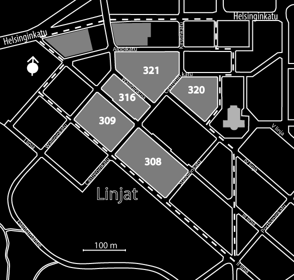 6.2 Korttelisuunnitelmat 1969 73 6.2.1 Korttelisuunnitelmien tarkoitus Tutkimusalueen puutalotonttien uudisrakentamiseen tähtäävä saneeraus jatkui vielä vuosina 1970 73 korttelisuunnitelmien myötä.