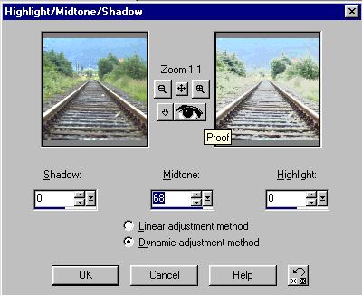 Valoisuuden säätö (Highlight/Midtone/Shadow) Joskus on tarpeen muuttaa kuvan valoisuusarvoja.