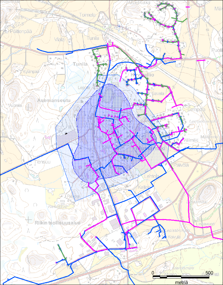 17 Kartta 2. Mustamäen pohjavesialueella oleva kunnallinen vesijohto- ja viemäriverkosto.