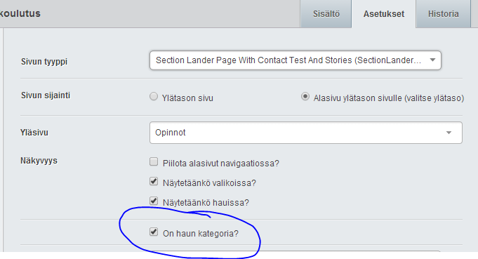 Keuda.fi ylläpitäjän ohjeet 6(9) 3. HAUN KATEGORIAT Haun tuloslistassa näkyvä kategoria määräytyy hakua vastaavaa sivua lähinnä (ylöspäin) olevan kategoriasivun mukaan.