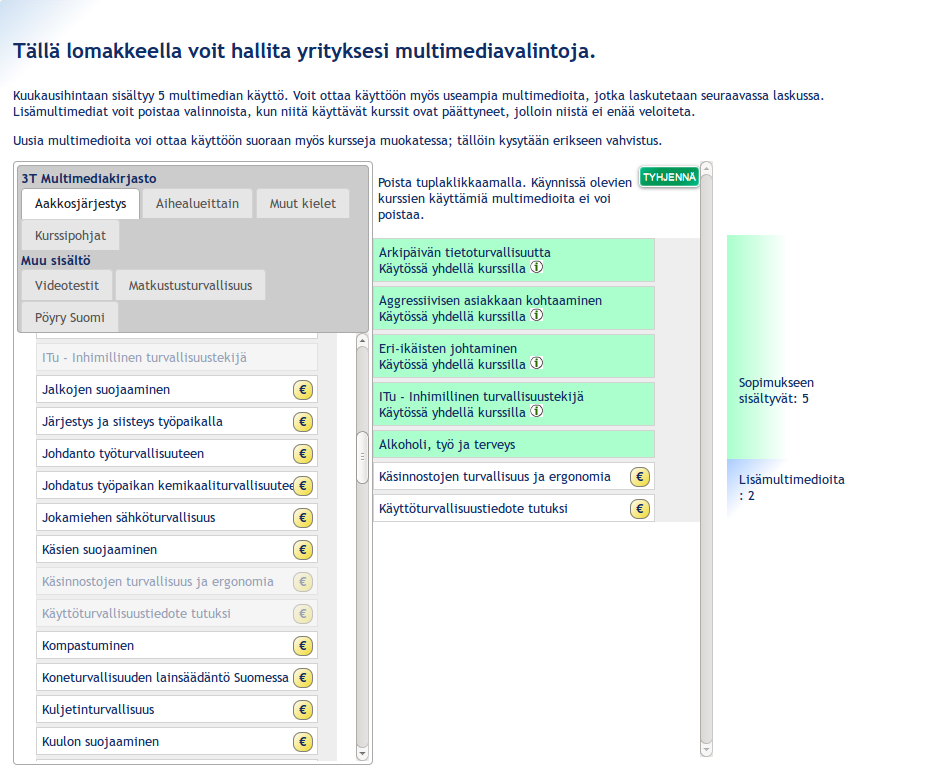 Uusien multimedioiden käyttöönottoa ja tarpeettomien poistamista varten on valintalomake, johon pääset suoraan eopiston etusivulta.