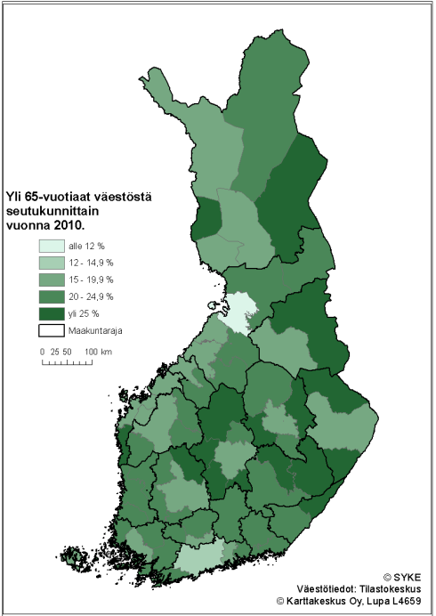 Ikärakenne seutukunnittain Viimeisten 30 vuoden aikana väestörakenteen erot eri seutujen välillä ovat kasvaneet. Nuorten ja työikäisten ikäryhmät painottuvat aiempaa enemmän tietyille seuduille.