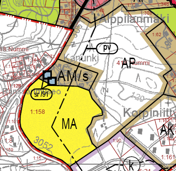 17) Leila Kuusterä Alhainen 82-416-4-87, Mattila 82-416-10-71, Iso-Nummi 82-416-1-36: Alhaisten ja Mattilan tilojen kantatien 57 ja vesistön väliin jäävän alueen osalta kaavaluonnoksessa on