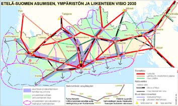 mien läheisyyteen ja joukkoliikennekäytävien varsille, jolloin joukkoliikenteen edellytykset paranevat ja henkilöautoliikenteen suorite pienenee.