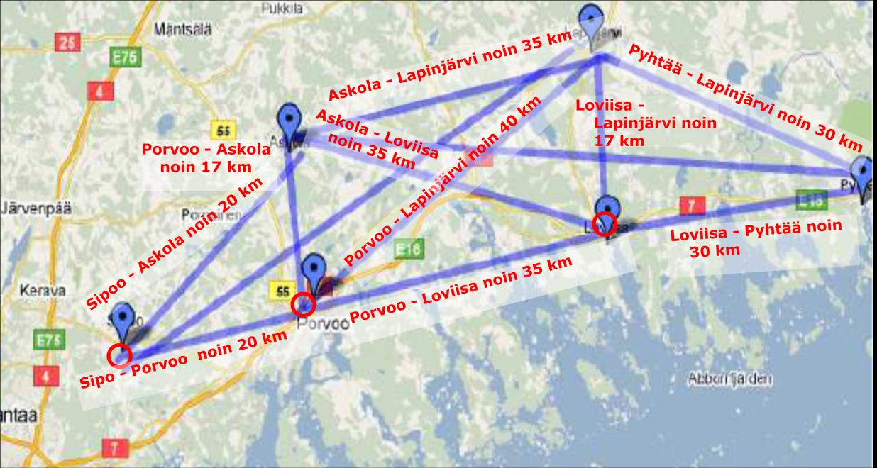 1-3 Kuva 1: Opistojen väliset etäisyydet Perustietoa Porvoon, Loviisan ja Sipoon vapaan sivistystyön organisaatioista Porvoon kansalaisopisto on Porvoon kaupungin omistama yleissivistävä