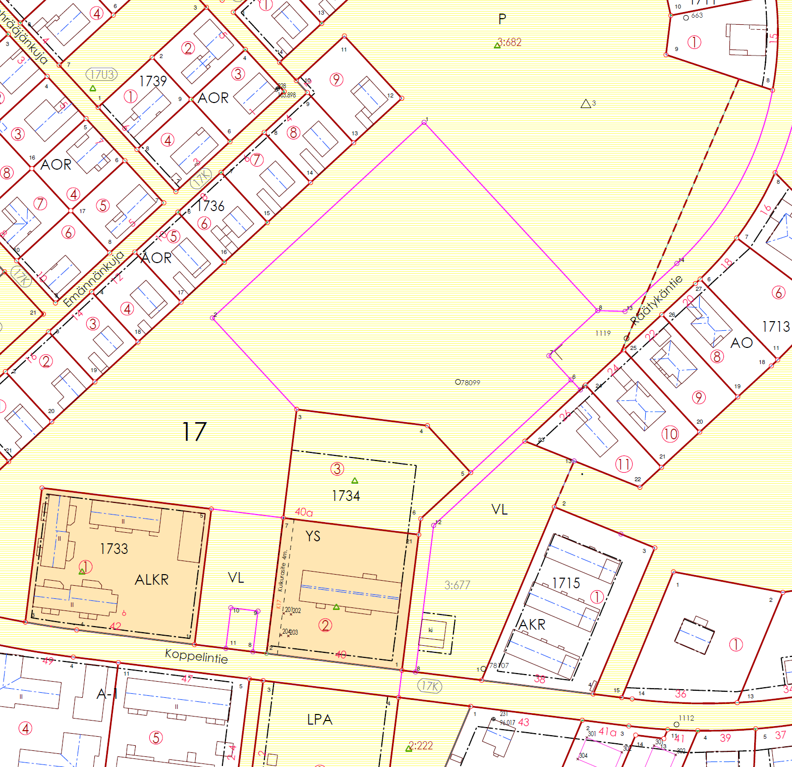 ALUEEN SIJAINTI LIITE 1 kaupungin omistuksessa olevat alueet on merkitty keltaisella kaupungin omistuksessa olevat vuokralle
