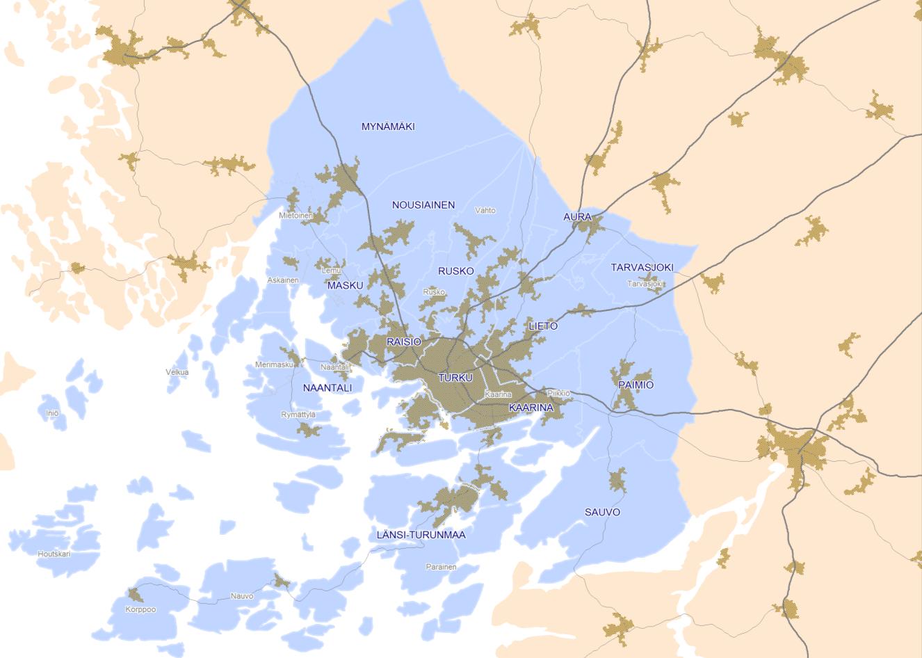 seu joukkoliikenteen palvelutasomäärittely 2/12/2010 7 seud KUVA 2. PALVELUTASOMÄÄRITYKSEN SELVITYSALUE. 3. Joukkoliikenteen tarjonta 3.