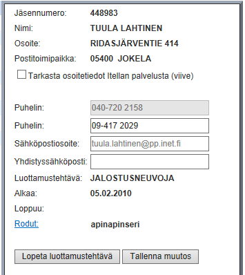 Suomen Kennelliitto ry. 19.5.2014 11(12) Rotukohtainen luottamustehtävä Mikäli luottamustehtävä on rotukohtainen (esim.