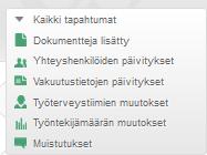 3. Etusivu Etusivu on yhteenveto kaikista verkkopalvelun tapahtumista ja tiedoista. 1 3 4 1. Muokattavissa oleva organisaatiosi nimi (ei vaikuta sisältöön). 2 2.