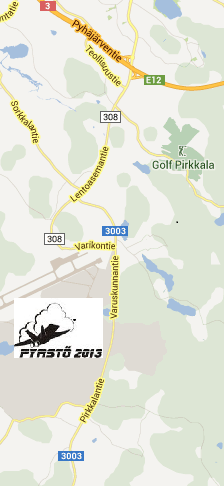 3 km n. 2.5 km ja lähempänä myös Lentoasema teksti. Tieltä 308 opasteet perille.