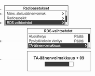 102 Radio Käännä kohdasta Asetukset Radioasetukset RDS-vaihtoehdot monitoimisäädintä siirtyäksesi kohtaan Pysäytä tekstin vieritys Päältä ja paina sitten monitoimisäädintä kytkeäksesi Pysäytä tekstin