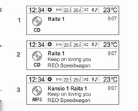 108 Audiosoittimet CD:n/MP3:n toistaminen Tärkeimmät painikkeet ja säätimet (4) CD-painike Valitse CD/MP3-soitin.