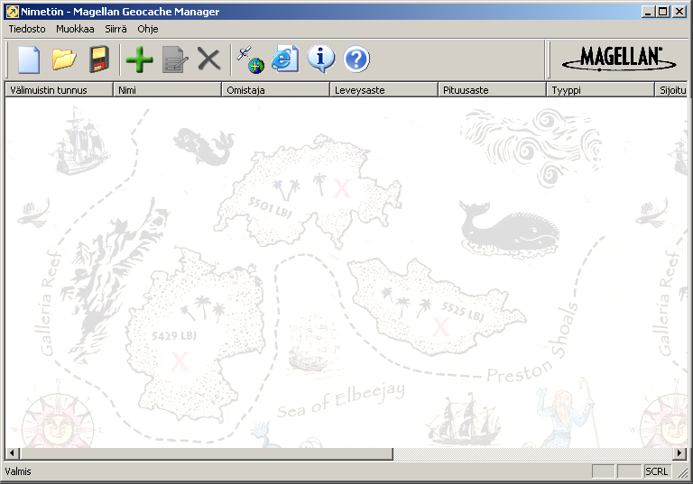 Magellan Geocache Manager 70 Magellan Geocache Managerin käyttö: 1. Hae Magellan Geocache Manager Windowsin työkalupalkin Käynnistä-painikkeen kautta. 2.