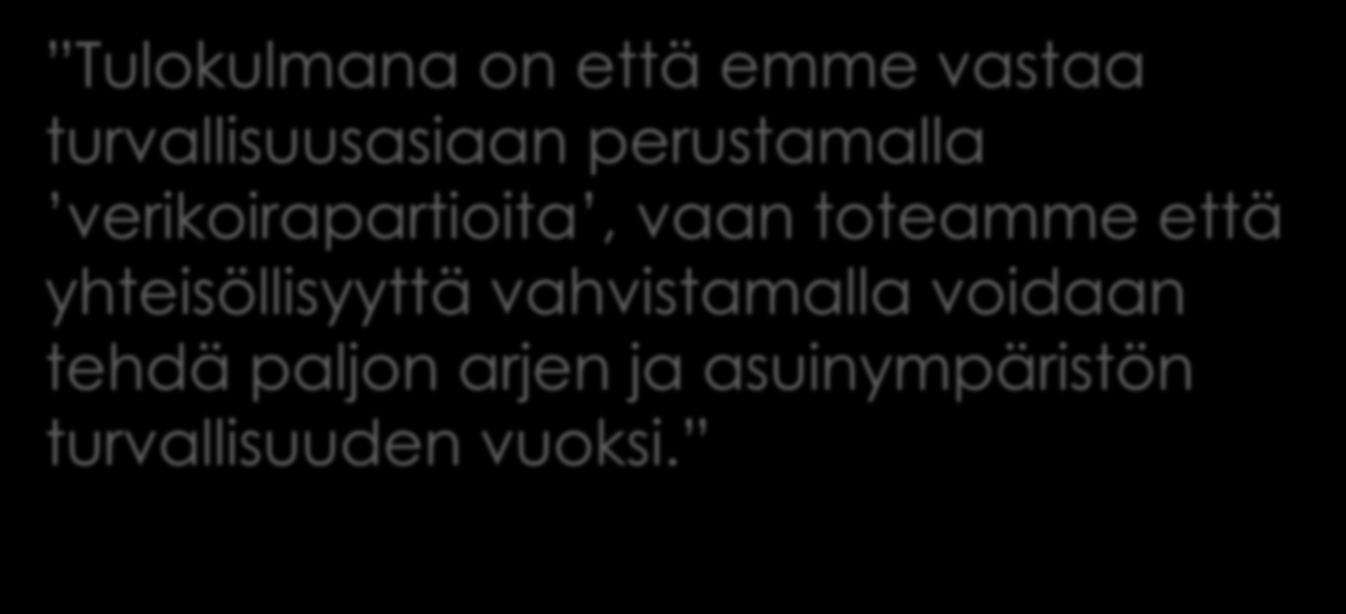 Työryhmän puheenjohtaja Pentti Lemmetyinen terveiset; Tulokulmana on että emme vastaa turvallisuusasiaan perustamalla