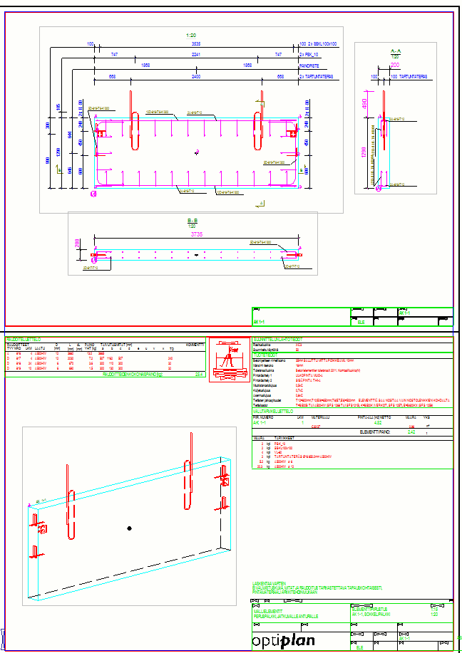 21 Kuva 7. Kloonipohjana toimiva piirustusnäkymä (Tekla Structures) 2.