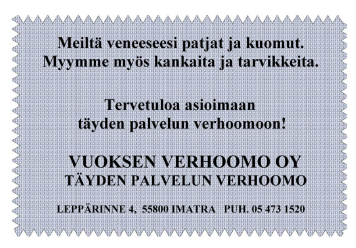 Kesän kilpailutoiminta aloitetaan lauantaina 26.5 perinteisellä Lipunnostopurjehduksella Imatralta Virranparkkin. tana 24.8. maali Virranparkissa.