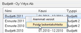 Sivu 5/11 B u d j e t i n s y ö t t ö i n d e k s i n a v u l l a Budjetin syöttöön on lisätty mahdollisuus antaa tilikohtainen indeksi. Kun indeksisarakkeeseen syötetään esim.