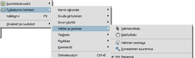 Adobe Reader ohjelman (versio X eli 10-versio) alkuvalmistelut 1) Avaa karttatiedosto Reader-ohjelmalla.