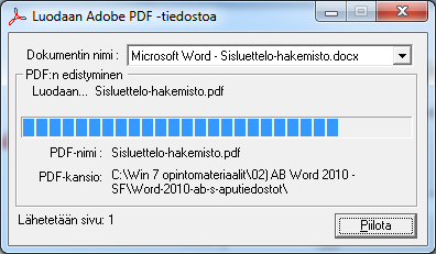 ! Tulostuksen laatu Oletusasetukset-pudotusvalikosta löydät muutaman keskeisen PDFtiedoston muunnosasetuksen tiedostojen tulostuslaadulle. Pienin tiedostokoko -valintaa en suosittele käytettäväksi.