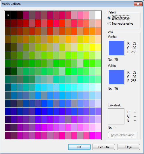 Kuvan viimeistely Alueen värimääritysten korjaus ATOP käyttää oletusvärejä värittäessään piirustuksia jonkin kriteerin mukaisesti. Pystyt helposti muuttamaan näitä värejä -toiminnolla.