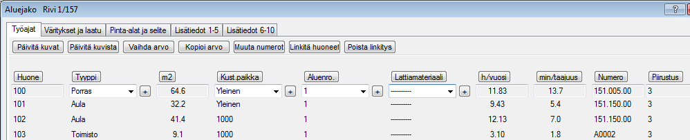 Mitoitus Aluejako; kuva ja mitoitus ajan tasalla Muutokset, joita teet kuvaan laskennan suorittamisen jälkeen, eivät automaattisesti päivity laskentaan. Sama tilanne on toisinpäin.