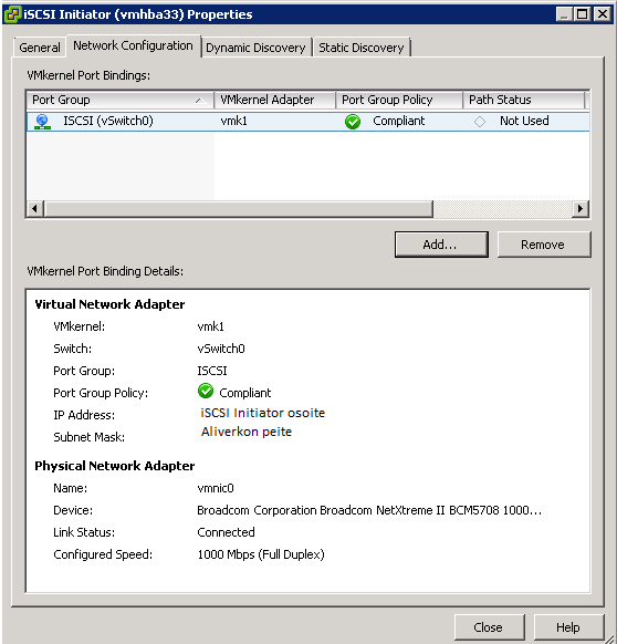 Kuvassa näkyy kuinka ISCSI