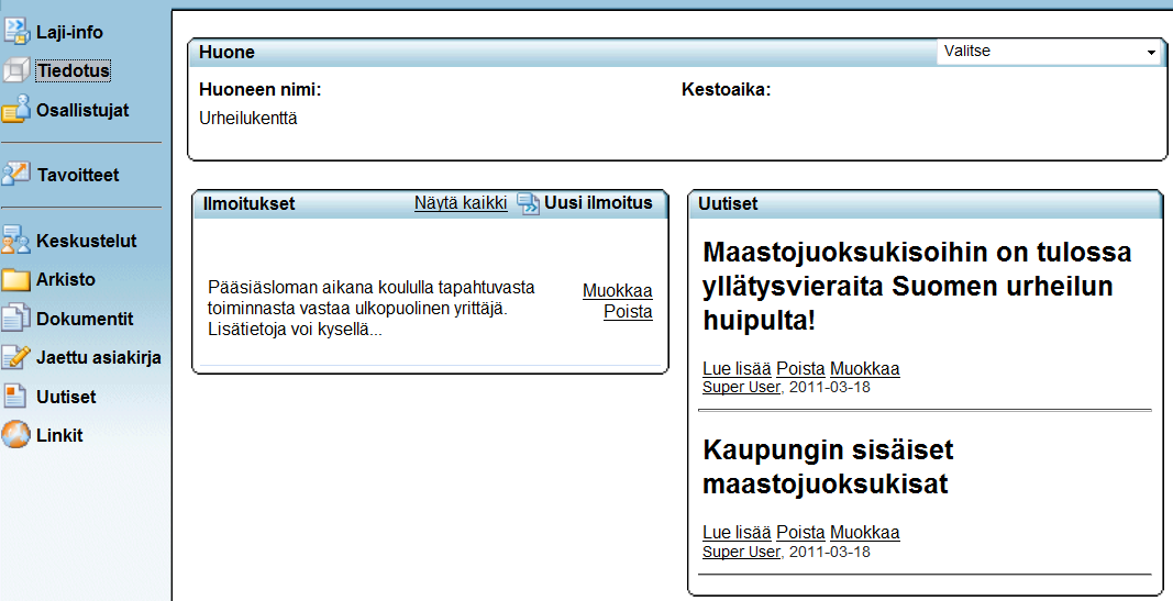 58 1. Otsikko (ylin kenttä) 2. Itse uutinen (tekstieditori) 3. Tallenna kuva linkillä voi lisätä kuvan uutiseen 4. Kuvalle voi kuvatekstin 5.