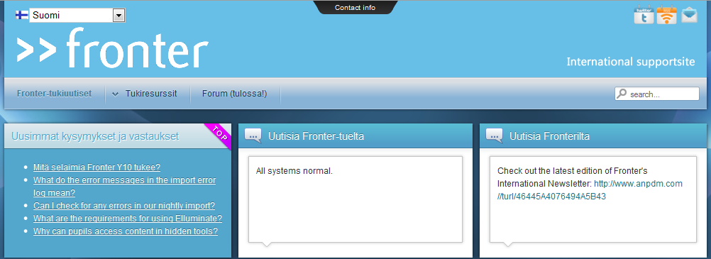 68 11.1 Fronter Nordic Facebookissa Fronter on esillä monissa sosiaalisen median paikoissa. Facebookista löydät meidät seuraavasta osoitteesta: http://www.facebook.