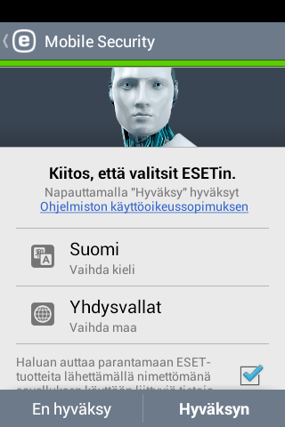 2. Asennus Ohjelman ESET Mobile Securityvoi asentaa jollakin seuraavista tavoista.