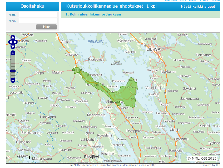 Käytännön esimerkki: Kuntien välinen asiointi- ja palveluliikenne 66 Käytännön toteutus Lieksassa ja Juuassa (Lieksan kaupungin hankkimana) Toimii Kolin ja Kolin kylän alueella ja palvelee kaksi