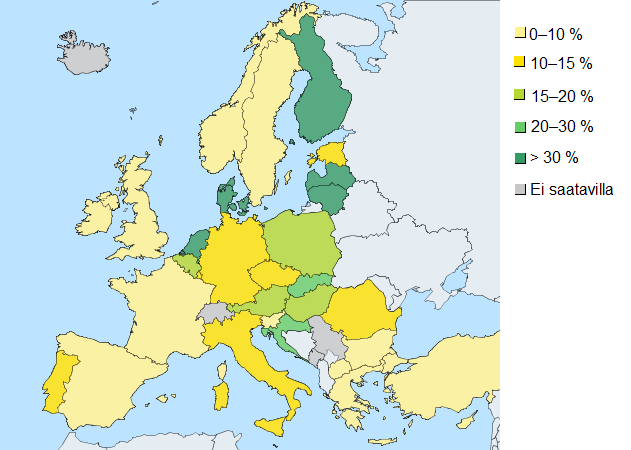 12 2.3 Yhdistetty sähkön- ja lämmöntuotanto Euroopassa Sähkön ja lämmön yhteistuotanto tarkoittaa nimensä mukaisesti sekä sähkö- että lämpöenergian tuottamista samassa laitoksessa samasta