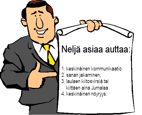 ARMON VARASSA 16 / 20 Preesens-muoto täytykää sanasta, tarkoittaa jatkuvaa tapahtumista! Se on mahdollista antamalla Pyhälle Hengelle tilaa! 7. VAELTAKAA RAKKAUDESSA!