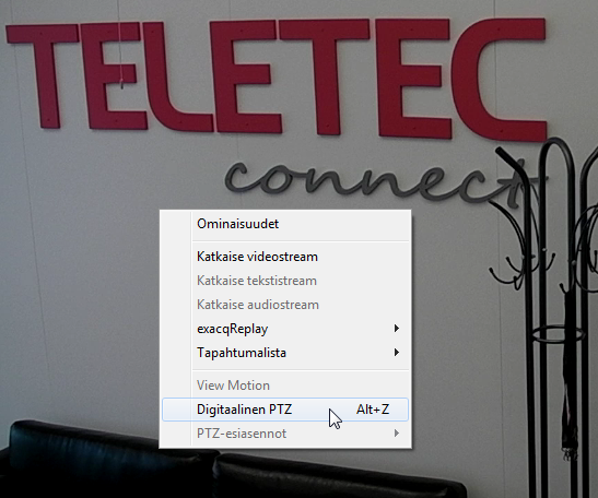 Mikä tahansa kamera voi toimia samaan tapaan kuin ohjattava PTZ-kamera, kun käytetään Digitaalinen PTZ -toimintoa.
