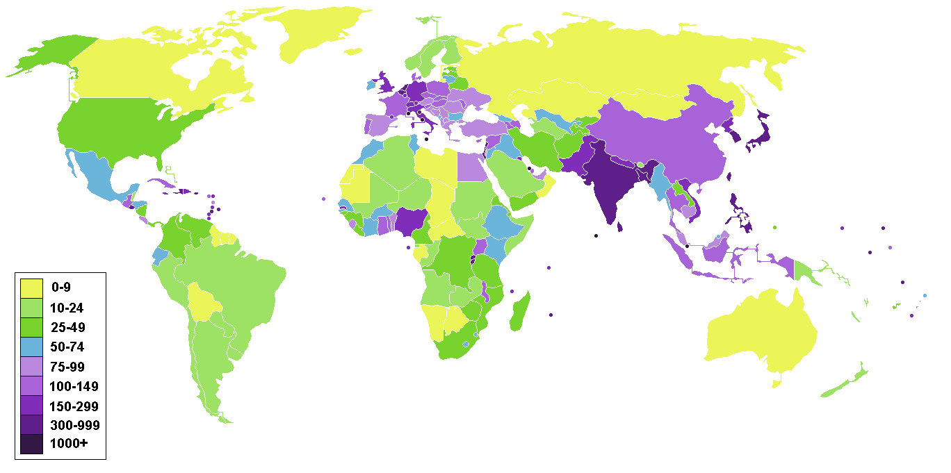 Väestötiheys vs.