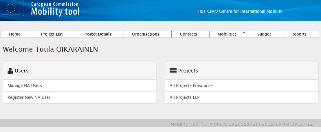 list Project details Organisations