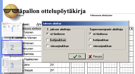 Kun kaikki perustiedot on syötetty niin valitse aloittaja eli hutunkeiton jälkeen ensin