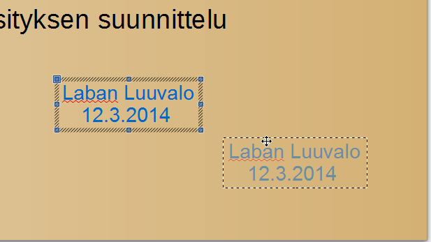 Anna komento: Lisää Kentät -Tekijä Ohjelma avaa dian keskelle kehyksen. Kehystä ei tarvitse suurentaa, eikä sitä tarvitse erikseen aktivoida. 3.