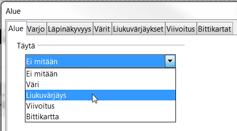 48 Täyttö Alue-säätöikkunasta Huomattavasti monipuolisempiin valintoihin pääset avaamalla Aluesäätöikkunan.