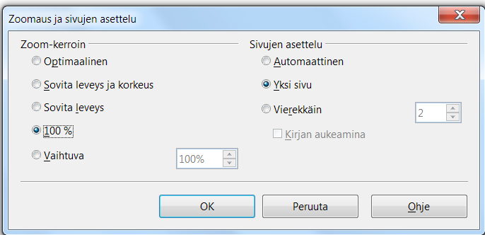 LibreOffice 10 (54) Web-asettelu Zoomaus Antamalla komento Näytä Web-asettelu, muutetaan teksti näkymään ikkunan levyisenä.