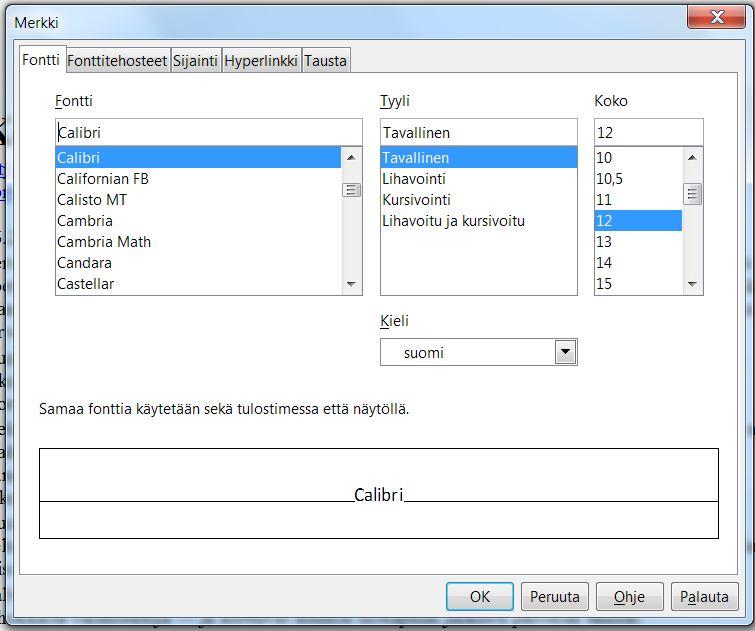 LibreOffice 20 (54) Merkkimuotoilu voidaan myös poistaa jälkikäteen valitsemalla alue ja antamalla muotoilukomento uudelleen.