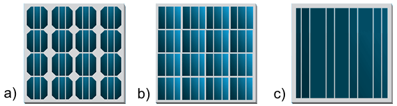 6.2 Tarkasteltavat aurinkopaneelit Piistä valmistetut aurinkosähköpaneelit voidaan karkeasti jakaa kolmeen eri tyyppiin: yksikiteisiin, monikiteisiin ja ohutfilmeihin.
