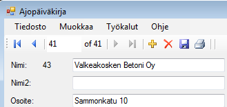 Asiakas / Kohdelista Asiakas / Kohdelistan tulostaminen tehdään Asiakas/Kohdekortin ollessa aktiivinen. Yläreuna valikossa on printteri-symboli, mitä painamalla lista tulostuu ruudulle esikatseluun.