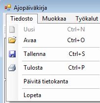 ActiveGPS Ajopäiväkirja Käyttäjän käsikirja Sivu 7 ( 13) Taulukossa olevat matkatiedot sisältää mm.