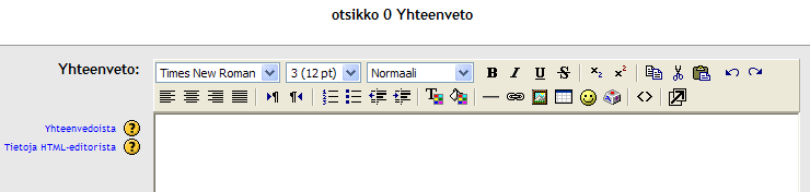 Sisällön muokkaaminen ja kurssinäkymä Kurssin rakenne luodaan aloitussivulle ja sisältö rakennetaan siihen järjestykseen, jossa se (kurssi) on tarkoitus käydä läpi.